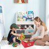 Tangkula Kids Bookshelf w/3-Tier Bookshelves Open Compartment & 2 Foldable Fabric Drawers - 3 of 4