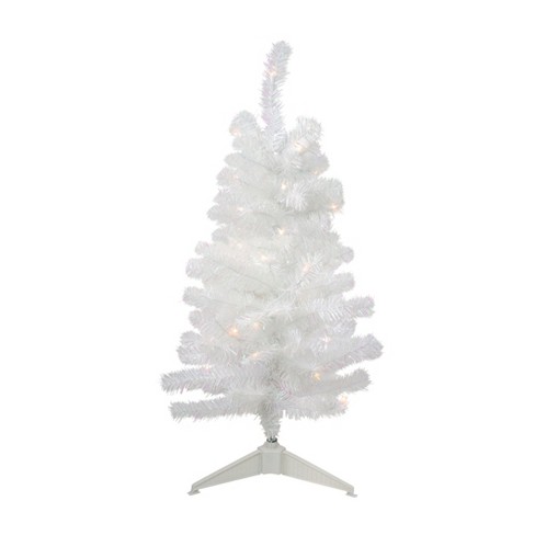 Northlight 3' Prelit Artificial Christmas Tree White Iridescent Pine Slim -  Pink Lights : Target