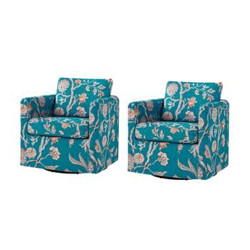 Cedric Modern Upholstered Slipcovered Swivel Chair Set of 2|HULALA HOME