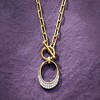 Ross-Simons 0.20 ct. t.w. Pave Diamond Oval Toggle Necklace in 18kt Gold Over Sterling and Sterling Silver - 2 of 3