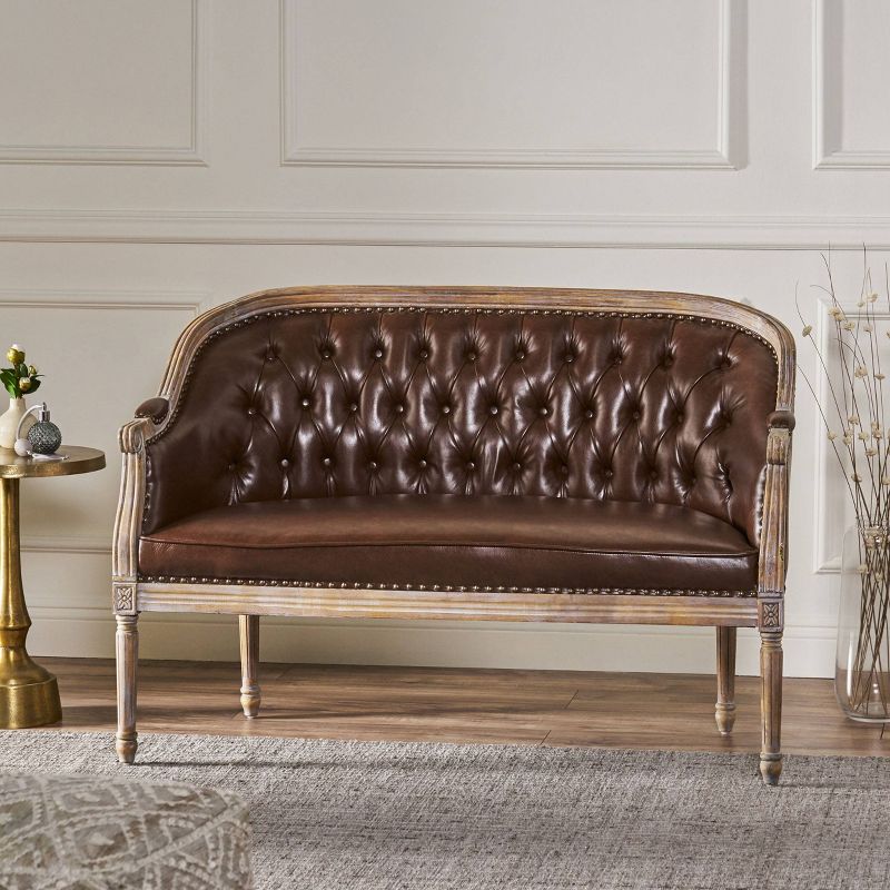 Faye Traditional Tufted Upholstered Loveseat - Christopher Knight Home, 3 of 12