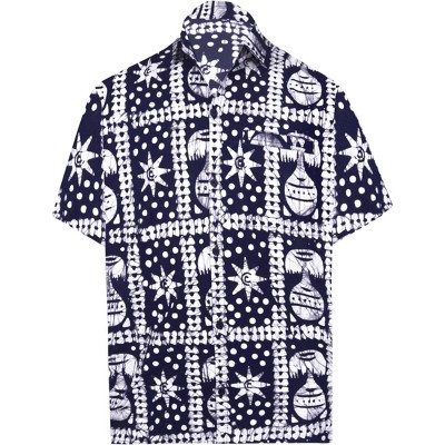 LA LEELA Men's Hawaiian Shirt Camp Beach Shirts Casual Short Sleeve Button Down Untuckit Shirts for Men