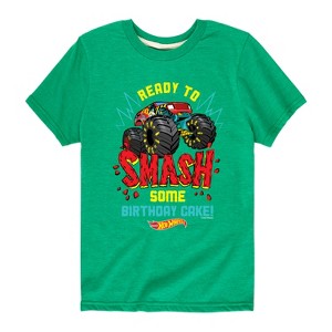 Boys' - Hot Wheels - Monster Trucks Ready To Smash Birthday Cake Short Sleeve Graphic T-Shirt - 1 of 3