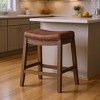 HomeRoots 26" Brown Faux Leather and Solid Wood Backless Counter Height Bar Chair - 2 of 4