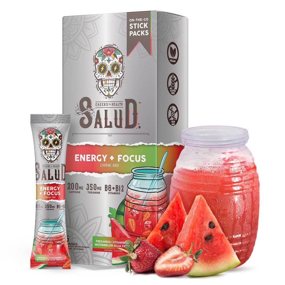 12 pack Salud Energy + Focus Fresandía | Strawberry Watermelon Drink Mix - 6ct