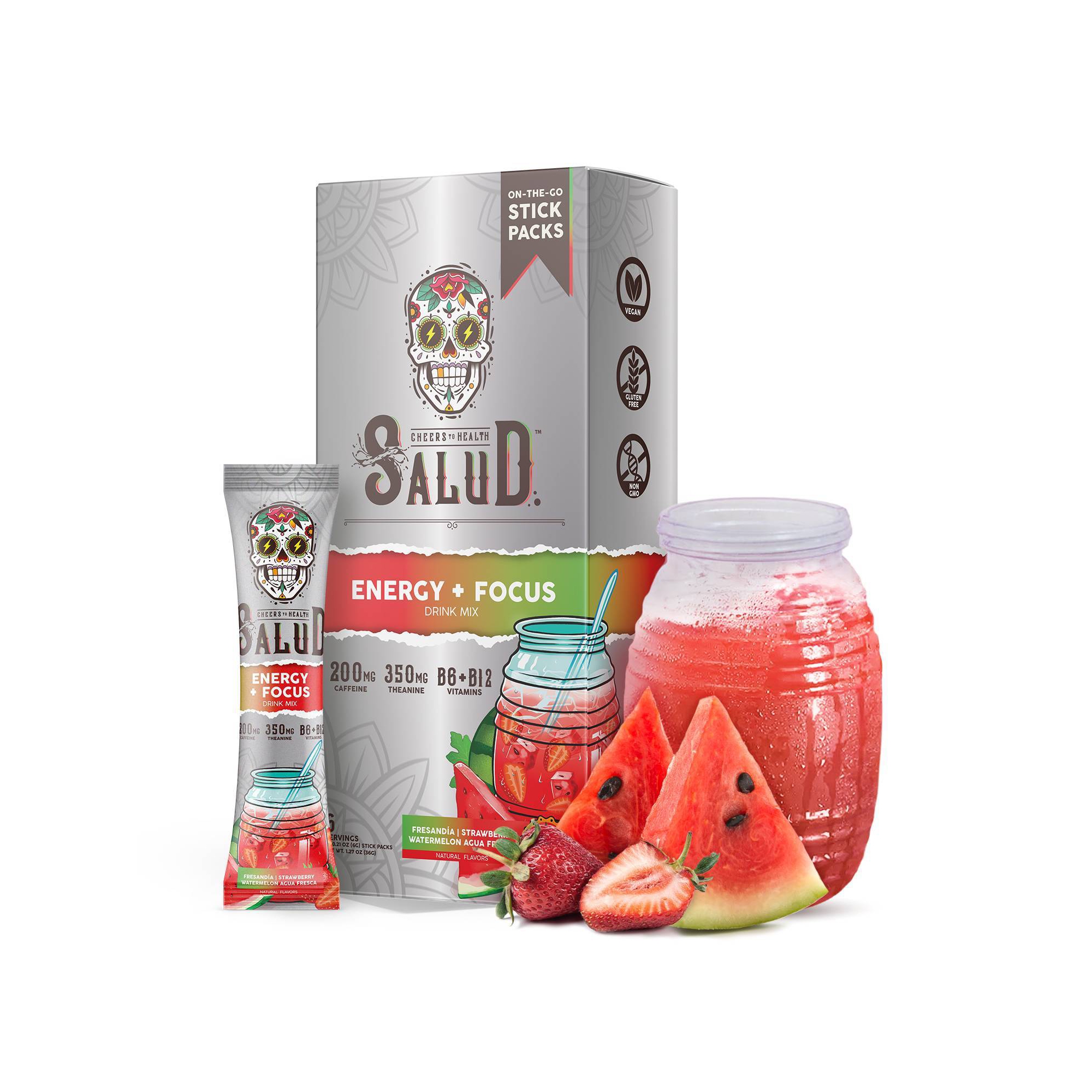 Salud Energy + Focus Strawberry Watermelon Electrolyte Drink Mix - 6pk/0.21oz Packet Sticks