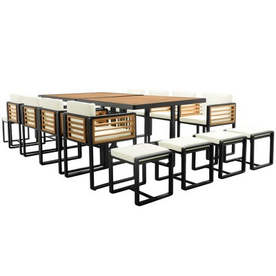 Infurnic Dining Sets, Comfortable Seats with Soft Cushion, Mid Century Modern Set for Dining Room Kitchen Apartment, Beige, 29.75"*24"*21.25"