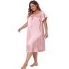 Agnes Orinda Women's Plus Size Satin Silky Pleated Loose Fit Midi Nightgown - 3 of 4