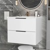 Gulches 24 inch White Wall Mounted Floating Fluted Bathroom Vanity with Ceramic Sink - 2 of 4