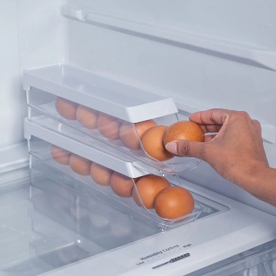 OU Egg Holder for Fridge, BPA Free Rolling Egg Organizer for Refrigerator Organization, Clear Stackable Container for Kitchen Organizers and Storage — фото 3