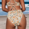 Women's Swimwear Ditsy Floral Banded High-Rise Cheeky Bikini Bottom - Cupshe - 3 of 4