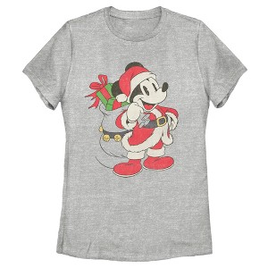 Women's Mickey & Friends Santa Mouse T-Shirt - 1 of 4