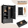 VINGLI Armoire Wardrobe Closet with Doors, 38" W Armoire Wardrobe Cabinet with Drawers and Hanging Rod, Black Wood Bedroom Armoires - 2 of 4