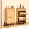 VEVOR Rattan Shoe Cabinet, with 2 Flip Rattan Drawers & 1 Slide Drawer, Metal Legs, for Entryway, Closet, Hallway, Light Wood Color - 2 of 4