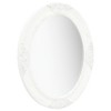 Aghana Digitals Antique White Oval Wall Mirror, 23.6x19.7in Baroque Style Natural Wood Frame for - 2 of 4