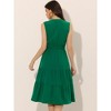 Allegra K Women's Casual Sleeveless V Neck Lace Trim Tiered Midi Tank Sundresses - 3 of 4