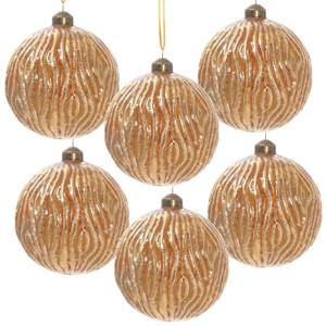 SEVOBAL D3.9" Party Decorations and Accessories Decorative  Set of 6 Glass Ball Ornaments Set for Holiday Tree Decor, Gold, 3.9"*3.9"*3.9" - 1 of 4