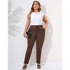 Womens Plus Size Stretchy Work Pants Elastic Waist Business Casual Pants with Pockets Tapered Dress Pants - 3 of 4