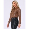 INSPIRE CHIC Women's Spread Collar Biker Holographic Button-Down Cropped Jackets - 4 of 4