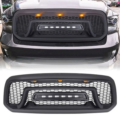 AMERICAN MODIFIED Grille Heavy Duty Front Grille Cover with Amber LED Lights Compatible with 2013-2018 Dodge Ram 1500 Truck