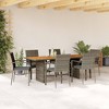 vidaXL 7 Piece Patio Dining Set - PE Rattan, Acacia Wood, Cushions Included, Gray Garden Furniture for Patio/Backyard - 2 of 4