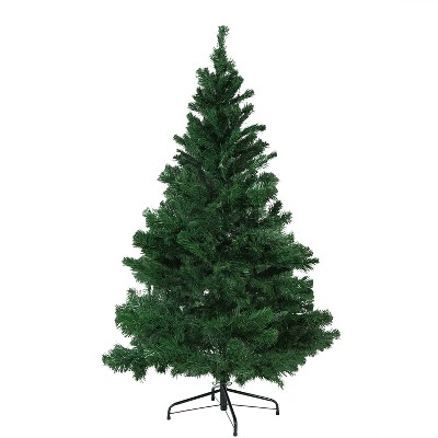 Sunnydaze Indoor Artificial Unlit Canadian Pine Full Christmas Holiday Tree with Metal Stand and Hinged Branches - 5' - Green