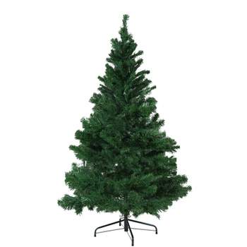 Sunnydaze Indoor Artificial Unlit Canadian Pine Full Christmas Tree with Metal Stand and Hinged Branches - Green
