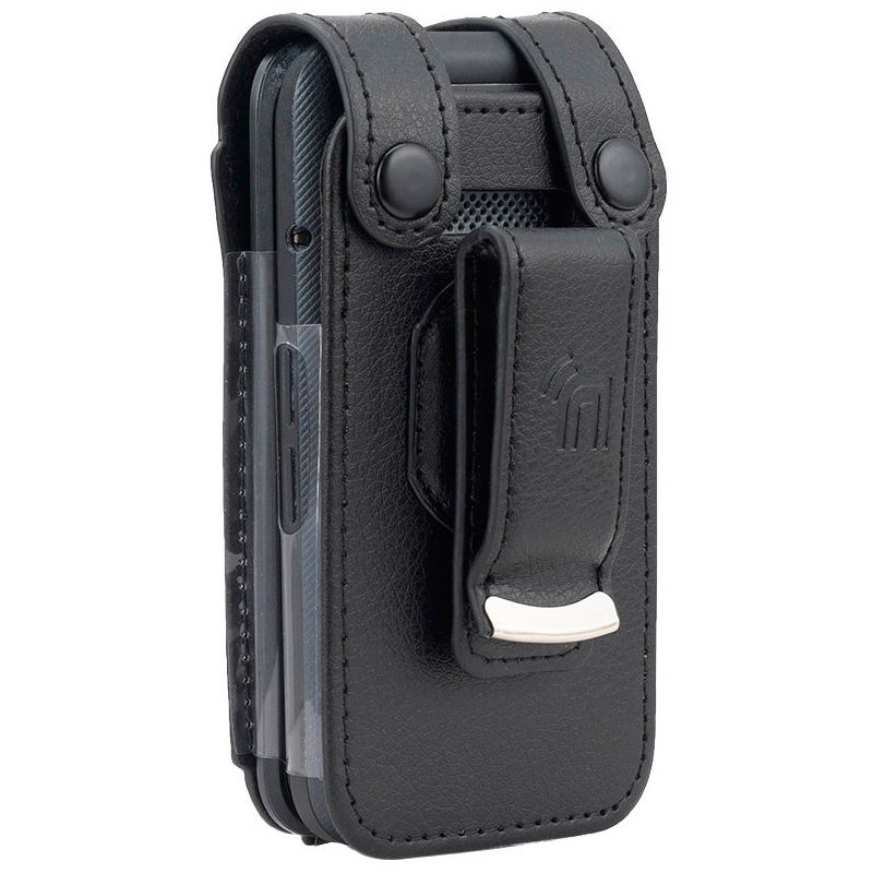 Nakedcellphone Case for Consumer Cellular Verve Snap Flip Phone - Vegan Leather with Belt Clip - Black, 3 of 10