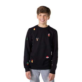 OppoSuits Deluxe Teen Boys Christmas Sweater - X-Mas Icons - Black
