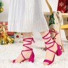 Allegra K Women's Solid Open Toe Lace Up Padded Insole Mid Chunky Heeled Sandals - 2 of 4