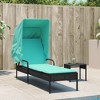 vidaXL Sun Lounger with Canopy Black Poly Rattan - 3 of 4