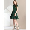 Allegra K Women's Work Ruffle Hem Cap Sleeve High Waist A-Line Layered Midi Dress - 2 of 4