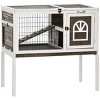 LAOTIES Wooden Rabbit Hutch,Indoor Elevated Bunny Cage with Run,Lockable Doors And Removable Tray - 3 of 4