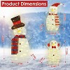 Angel Sar 3-Piece Snowman Family Decorations, 2D Plush LED Lighted Snowmen with 30ft String Lights, USB Powered for Indoor Outdoor - 3 of 4