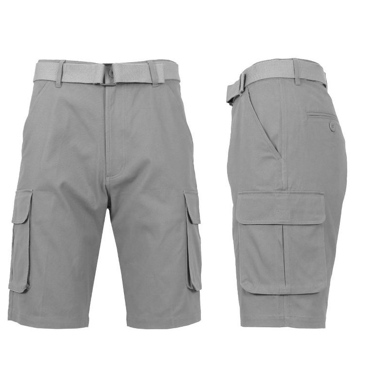 BLU ROCK Men's 3-Pack Cotton Flex Stretch Cargo Shorts With Belt, 3 of 12