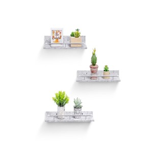 SEVOBAL Decorative Bookshelf Floating Shelves Wall Mounted Wood Shelves Decor Storage Hanging Shelf with Invisible Brackets, Gray, 15.75"*6.51"*2.36" - 1 of 4