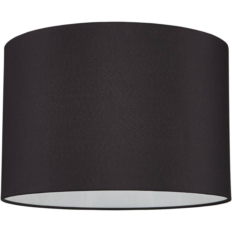 Springcrest Black Faux Silk Medium Tapered Drum Lamp Shade 15" Top x 15" Bottom x 10" Slant x 10" High (Spider) Replacement with Harp and Finial, 3 of 7