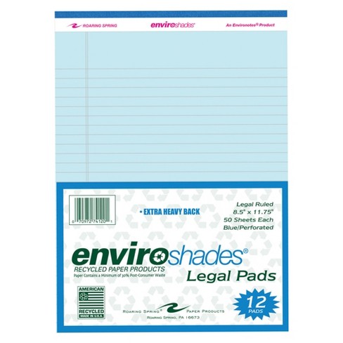 Enviroshades Legal Pads, 8-1/2 X 11 Inches, Blue, 50 Sheets, Pack Of 12 ...