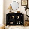MOEPISY Mid Century Modern Fluted Sideboard Cabinet with 2 Outlet Holes Black - 3 of 4