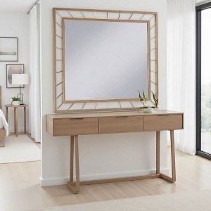 Royal Hampton Decorative Accent Mirror, 39 Inch Glam Gold Plated Metal Frame - 1 of 4