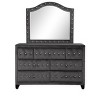 Sophia Modern Style Crystal Tufted Upholstery Mirror finished with Velvet Fabric made with Wood in Gray (INCLUDES MIRROR ONLY) - 3 of 4