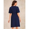 INSPIRE CHIC Women's Short Sleeve Midi Crewneck Belted Casual Swing Dress - 4 of 4