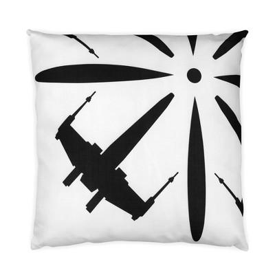 Star Wars White Throw Pillow Black X-Wing Design 18 x 18 Inches Set of 2