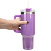100 North 40 Ounce Stainless Steel Double Wall Insulated Glitter Travel Tumbler With Handle, Straw, and Lid, Border Collie Dog Purple - 4 of 4