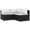 vidaXL Patio Furniture Set - 4 Piece Modular Black Poly Rattan Lounge Set with Cushions for Garden/Outdoor/Patio - 3 of 4