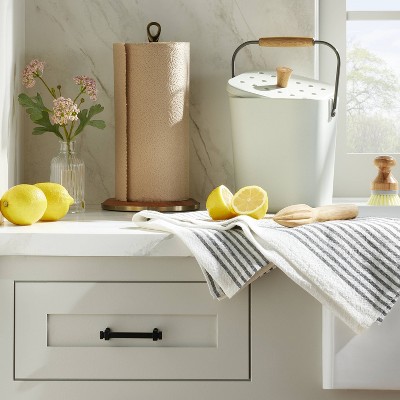 Mini Stripe Flour Sack Kitchen Towel Dark Gray/Cream - Hearth &#38; Hand&#8482; with Magnolia