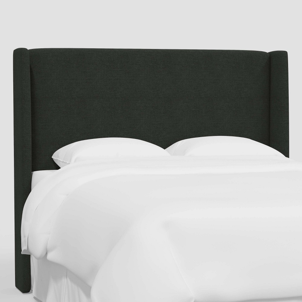 Photos - Bed Frame Antwerp King Size Upholstered Wingback Headboard in Classic Linen Black - Threshold™