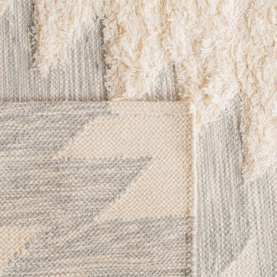 Grey and Ivory Hand-Knotted Wool Area Rug, 6' x 9'