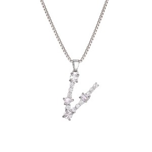 Adornia Silver Plated Mixed Stone Crystal Initial Necklace - 1 of 3