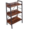 3 Tier Bookshelf, Metal Standing Shelving Unit Storage, Industrial Bookshelves Organizer, H-shape Ladder Shelf Corner Stand - 3 of 4